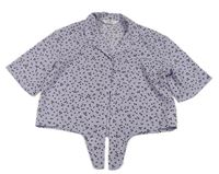 Lila květovaná crop halenka s uzlem H&M