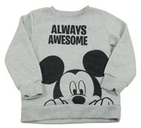 Svetlosivá melírovaná mikina s Mickeym Disney