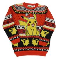 Červeno-čierny vzorovaný sveter s Pikachu Primark