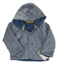 Nové - Modrá pruhovaná zamatová zateplená prepínaci mikina s kapucňou zn. M&S