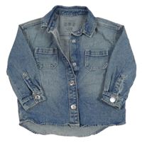 Modrá rifľová košeľová bunda s golierikom Primark