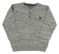 Sivý melírovaný ľahký sveter s výšivkou Rebel