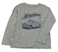 Šedé melírované triko s nápisem a autem Name it