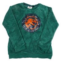 Zelená chlpatá mikina s Jurským světem