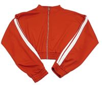 Červená prepínaci športová crop mikina s bílými pruhy na rukávu New Look