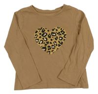 Hnědé triko se srdcem Primark