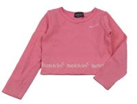 Růžové žebrované sportovní crop triko 