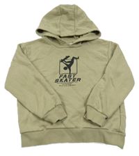 Khaki mikina s obrázkom a kapucňou