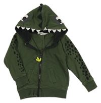 Tmavozelená prepínaci mikina s ostny a kapucí - dino H&M