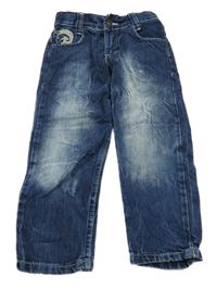 Tmavomodré skinny rifle s výšivkou 