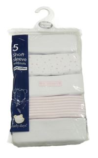 Nové - 5x bielo-svetloružové body s krátkým rukávom Early Days