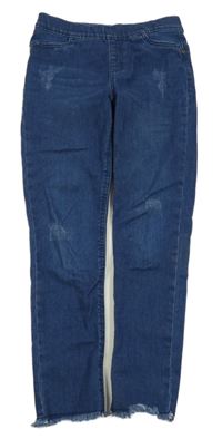 Tmavomodré džegíny s vyšúchaním Denim Co.