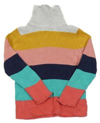 Farebný pruhovaný rebrovaný ľahký sveter s rolákom George