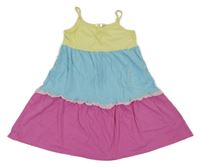 Žlto-modro-ružové šaty kids