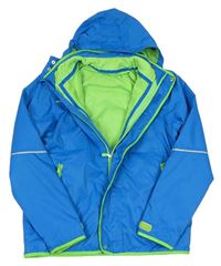 3v1 - Modrá šušťáková jarná bunda s kapucí + zelená fleecová mikina TCM
