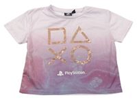 Lila-levandulové ombré crop tričko s logem PlayStation Primark