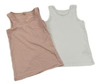 2set - 2x košilka - bílá + růžová pruhovaná