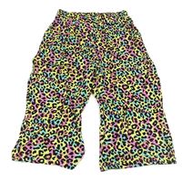 Barevno-černé volné lehké culottes kalhoty s leopardím vzorem Kiki&Koko