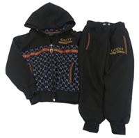 2set - Černá vzorovaná propínací mikina s kapucí + tepláky Gucci