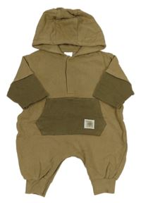 Hnědo-khaki tepláková kombinéza s kapucňou Next