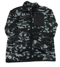 Sivo-čierna fleecová army prepínaci mikina F&F