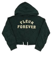 Tmavozelená crop mikina s nápisom a kapucňou H&M