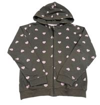 Sivá prepínaci mikina so srdiečkami a kapucňou