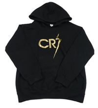 Čierna mikina s nápisom a kapucí CR7