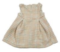 Ružovo-bielo-strieborné kockované pletené trblietavé šaty F&F