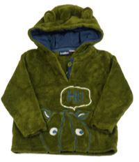 Khaki plyšová mikina s nosorožcem a kapucňou Lupilu