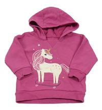 Fuchsiová mikina s jednorožcem a kapucí Dunnes Stores