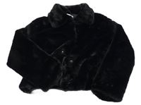 Černý kožešinový crop podšitý kabátek H&M