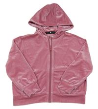 Růžová sametová propínací mikina s kapucí V by Very