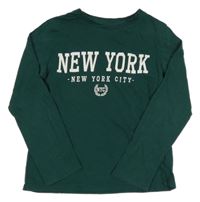 Tmavozelené tričko s nápisom H&M