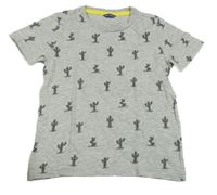 Sivé tričko s kaktusmi Hema