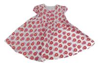 Bielo-ružovo-červené kvetované šaty George