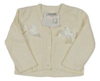 Nové - Smetanový propínací svetr s mašlemi