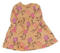 Oranžové kvetované šaty s jednorožcami F&F