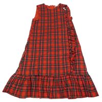 Červeno-čierne kockované šaty s gombíky