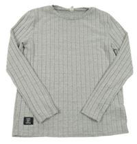 Svetlosivé rebrované úpletové tričko s nášivkou Shein