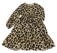 Béžovo-čierne šaty s leopardím vzorom Shein