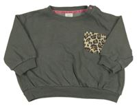Sivá mikina s vreckom s leopardím vzorom Next
