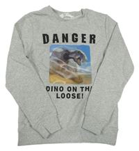 Sivá mikina s dinem a nápismi H&M