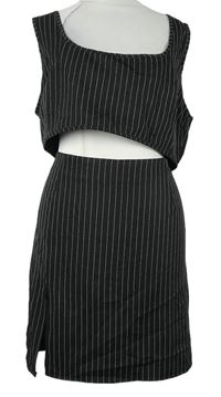 2set - Dámska čierna pruhovaná sukně + crop top PrettyLittle Thing