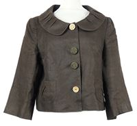 Dámský hnědý lněný crop kabátek M&S