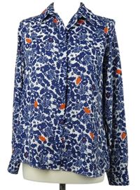 Dámska tmavomodro-bielo-oranžová vzorovaná blúzka Atmosphere