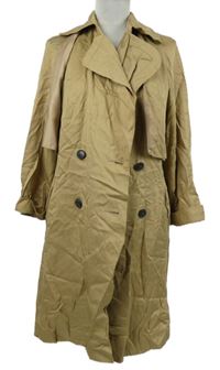 Dámsky béžový kabát s opaskom Topshop