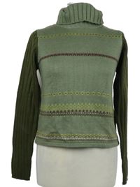 Dámský světlekhaki-khaki vzorovaný crop svetr s rolákem 