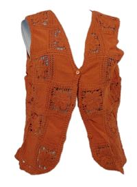 Nové - Dámska tehlově červená háčkovaná vesta Primark