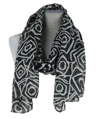 Dámská černo-bílá vzorovaná šifonová šála 